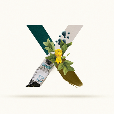 X 36 days of type 36days 36daysoftype 36daysoftype07 art collage collage digital collage maker colors flower graphic graphic design paiting photoshop splatter stained tube typogaphy typography x