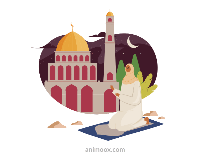 Muslim women pray_Ramdan 2021 adobe after effect animation after effects gif gif animated gif animation html5 illustration animation lottie lottiefiles svg animation vector animation