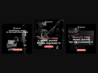 Digital Advertising Graphics | Sonata Facebook Ads Campaign adobe illustrator adobe xd ads ads banner ads design advertising black brand branding clean dark facebook ads design graphic design graphics minimal minmal music photography typography