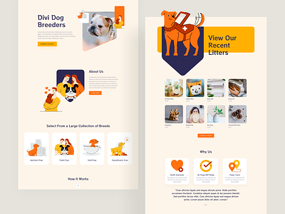 Dog Breeder - Sneak Peek divi dog dog breeder dog breeds dog illustration dog logo dog walker dog walking doggy dogs elegantthemes ishtiaqkhanparag template typography ui ux website wordpress wordpress design wordpress theme