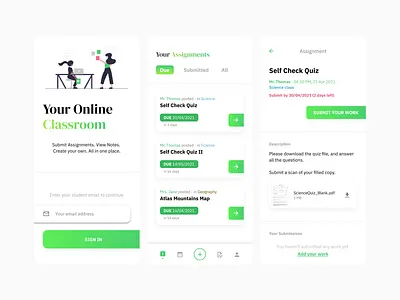 Online Classroom - Assignment App Concept app assignment assignments class room classroom design education educational figma mobile mobile design project ui ui design