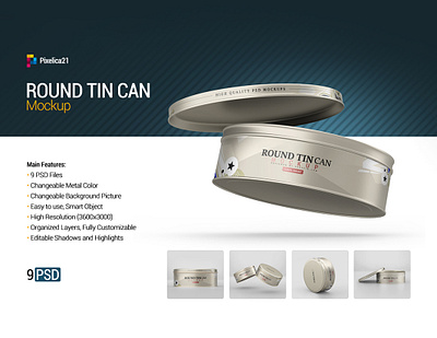 Round Tin Can Mock-up 3d aluminum biscuit box branding can container cookie cosmetic cream food metal metallic metallic jar mock up mock ups mockup multi purpose package packaging