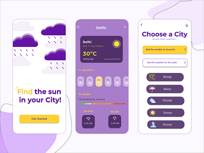 Weather Forecast app beautiful clouds design lovely rainy rainy day sunny sunny day temperature ui weather app weather forecast