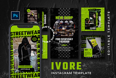 Ivore Instagram Stories and Post branding clean colorful company corporate design instagram instagram posts instagram stories instagram template modern photography pitch deck portfolio social media social media template studio template unique website