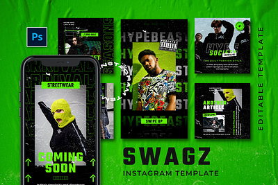 Swagz Instagram Stories and Post branding business colorful design instagram instagram posts instagram stories instagram template minimal photography pitch deck portfolio presentation presentation template report social media social media template studio template ui