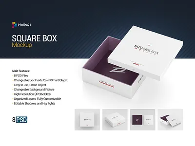 Square Box Mock-up box box mockup box package boxes brand branding cardboard box carton chrismas corporate layered mockups object pack packaging packaging photoshop paper photorealistic