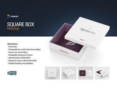 Square Box Mock-up box box mockup box package boxes brand branding cardboard box carton chrismas corporate layered mockups object pack packaging packaging photoshop paper photorealistic