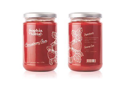 Sophia Votta Strawberry Jam branding fruit illustration label design packaging strawberry