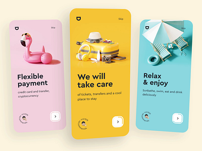 Travel App Onboarding Screens app design booking design illustration onboarding onboarding screen onboarding ui sketch tourism travel app travelling ui ux vacation