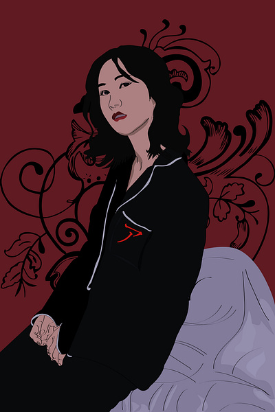 black is the deepest color black chinese ilustrator vector