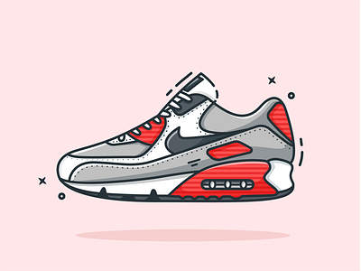 Nike Air Max 90 2d 2d art airmax flat flat illustration flatdesign illustraion illustrator minimal nike nike air nike air max nike running shoes sneakers vector