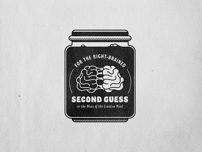 Second Guess Graphic 2 badge badge design black black and white brain brain jar design halftone ideas illustration logo screenprint texture vector