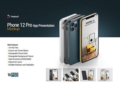 iPhone 12 Pro App Presentation Mock-up app apple application appstore design display experience iphone 12 iphone x mockup layered mock up mockup new new year phone photorealistic presentation professional promotion realistic