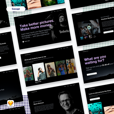 Photography School Homepage Mockup concept ui ui design web design website