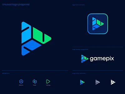 Gamepix Unused Logo Proposal app icon blockchain circuit connections cube e commerce for sale game gaming isometry logo pixels play button unused