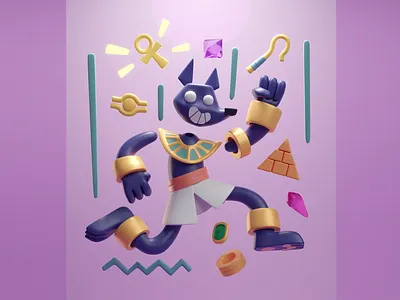 Fun Anubis ancient egyptians anubis b3d blender cute egypt illustration pharaohs render