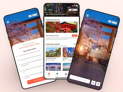 EXPLORA - Virtual Reality Tourism Mobile App 3d ar ar app mobile app design tokyo tourism tourism app tours travel vr design