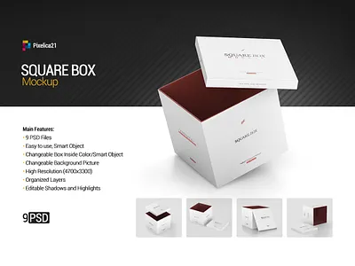 Square Box Mock-up box box mockup box package boxes brand branding cardboard box carton chrismas corporate layered mockups object pack packaging packaging photoshop paper photorealistic