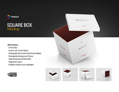 Square Box Mock-up box box mockup box package boxes brand branding cardboard box carton chrismas corporate layered mockups object pack packaging packaging photoshop paper photorealistic