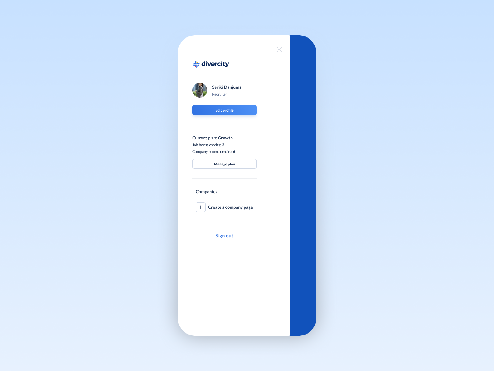 Example of Mobile Side Menu