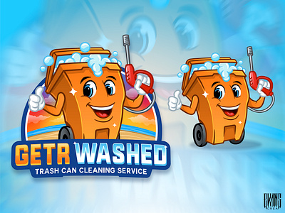 Mascot/Logo GETR WASHED adobe illustrator beach california character design cleaning logo logotoons mascot design service trash trashcan vector washed washed out water