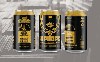 HipHops Beer Can alberta beer beer art beer branding beer can beer label brand bronx canada chain craft beer edmonton gold hiphop hops illustration yeg