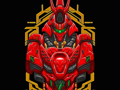 Sazabi Fanart animal anime apparel branding clothing design fanart graphic design gundam illustration japanese logo machine mechanical robo sazabi vector war