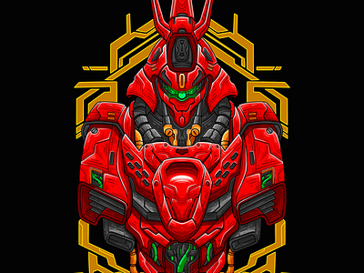 Sazabi Fanart animal anime apparel branding clothing design fanart graphic design gundam illustration japanese logo machine mechanical robo sazabi vector war