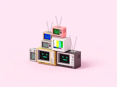 Binge 3d 3dart illustration magicavoxel screen television tv voxel voxelart