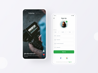 MIra Me - Sign Up & Feed app design minimal ui ux