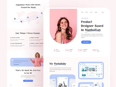 Aleena - Personal Portofolio Landing Page bussiness clean design clean website freelancer freelancer website personal portofolio landing page personal website portofolio portofolio landing page portofolio website product designer ui ui design ui pink uiux web design