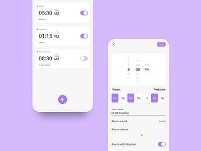 Alarm App app design figma mobile app mobile design ui ux