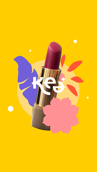 Kea Cosmetics Social Media beauty brand brand design brand identity design branding cosmetics design illustration lipstick logo logo design minimal playful social media vector yellow