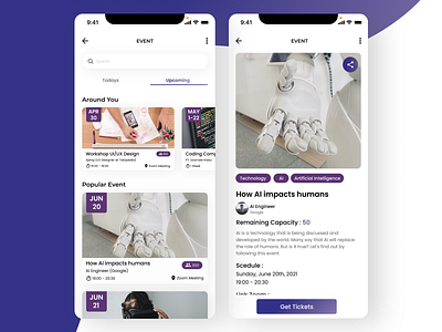 Daily UI 070 : Event Listing apps artificial intelligence daily ui dailyui design app design inspiration event app event listing figmadesign mobile apps ui ux design uidesign uidesigner user interface design