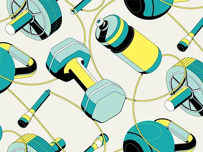 Sweaty Boy Summer design fitness health illustration pattern skipping wallpaper weights workout