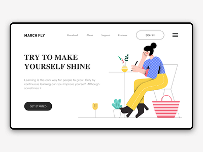 Try to make yourself shine banner branding design flat hard work illustration plant study ui web design work 包装 插画