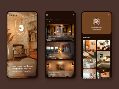 Interior Gallery app ui app ui design clean ui dark theme dark ui gallery interior interior decor interior design minimal mobile app design mobile ui uidesign uiux