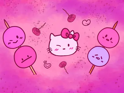 Hello Kitty art artwork cartoon cat character creative cute cute art digital digital art digitalart doodleart drawing flowers hello kitty illustration kawaii kawaii art roses sparkles