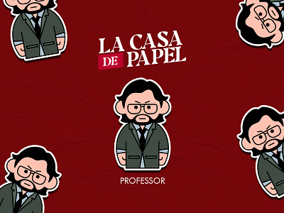 Professor from Money Heist adobe illustrator design graphicdesign heist illustration lacasadepapel money myanmar sticker sticker design