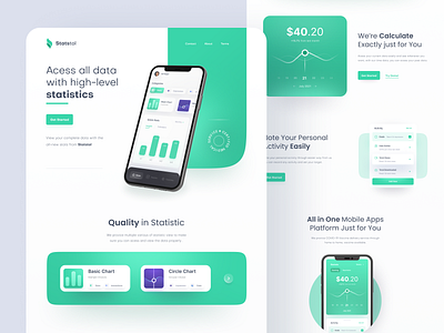 Statistic Manager Landing Page chart clean green landing landingpage minimalist stats stats ui ui ui ux uiux ux webdesign website