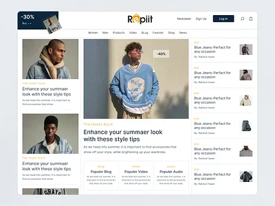 E - Commerce Blog page blog blog page blog site bloging e commerce e commerce design fashion landing page man minimal online buy online shopping shop shopping web design website women