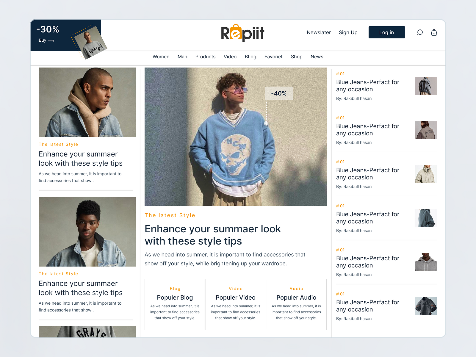 E - Commerce Blog page by Rakibull Hassan on Dribbble