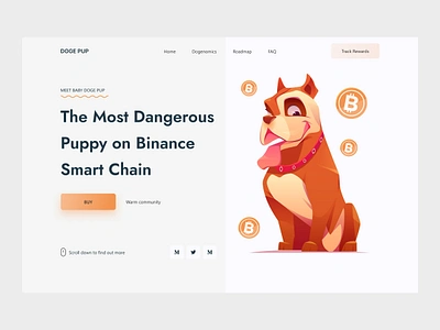 Doge pup - the most dangerous puppy on Binance Smart Chain bitcoin blockchain coin crypto art crypto currency crypto design crypto website design ethereum exchange finance fintech landing page nft ui uiuxdesign ux wallet