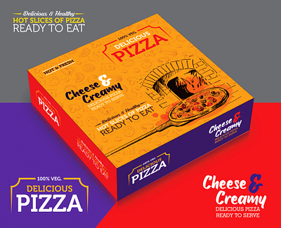 Pizza Box Packaging Design app branding design icon illustration illustrator logo typography ux vector