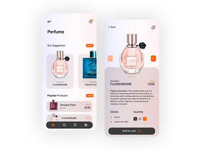 Perfume online shop app application design perfume ui ui design uidesign ux