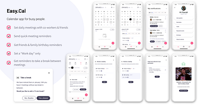 Easy.Cal - Calendar app calendar calendar app design mobile design mobile ui ui design ux ux design