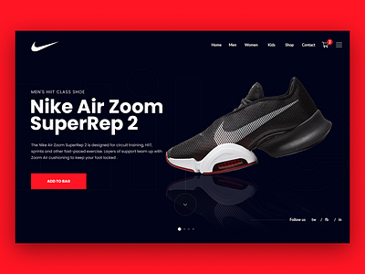 Nike Shoes E-commerce Web Hero Header hero shop ui design