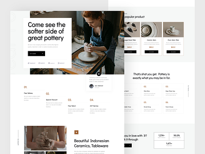 Pottery - Landing Pages Design branding ceramics clay clean craft design ecommerce landingpage popular pot pottery web webdesign website