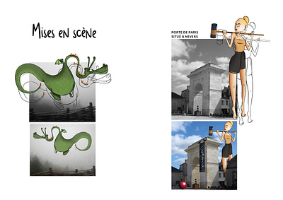 Mise en scène croquet design dragon fond noir et blanc illustration incrustation personnage photography photoshop phtoshop