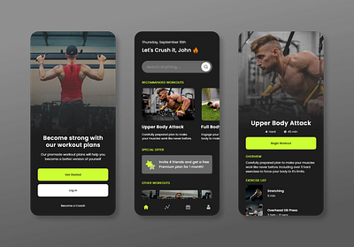 Fitness app UI adobe photoshop adobexd app design design fitness fitness app interaction design uidesign uxdesign uxui workout app workout tracker